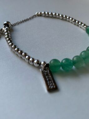 Success Green Beaded Bracelet with Silver Accents